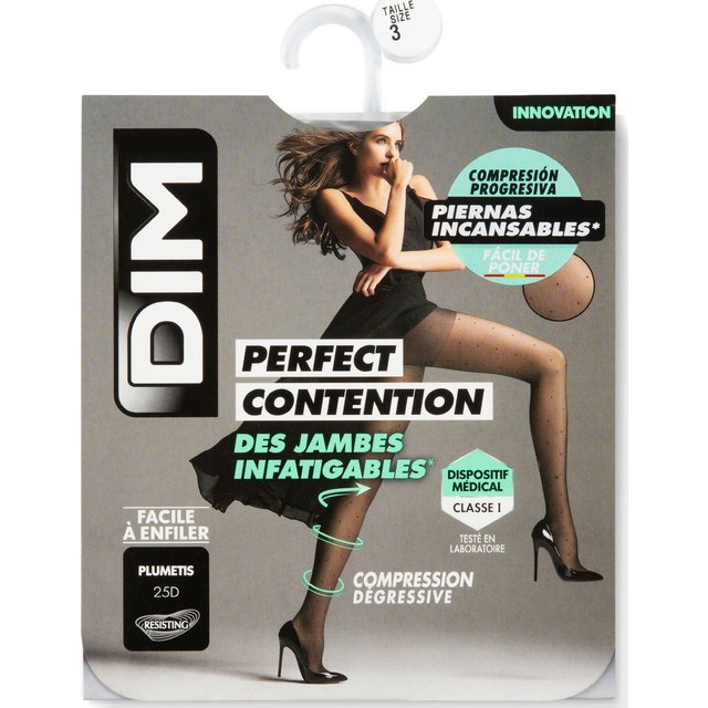 Collant Perfect Contention Plumetis 25D Noir Taille ES 46-48/T4 1 Paire