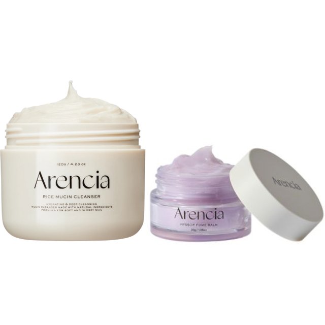 Arencia - Fresh Rice Mucin Mochi Cleanser - 120g & Hyssop Fume Balm - 30g Set