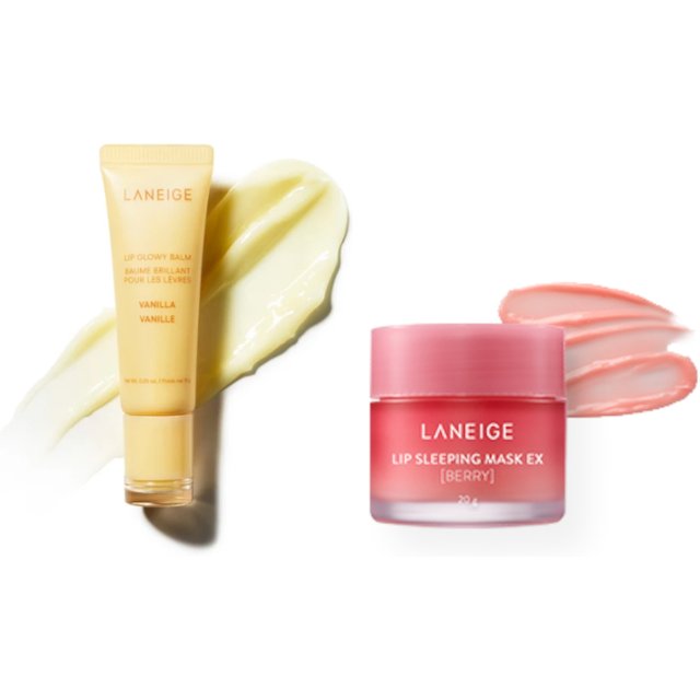 LANEIGE - Lip Glowy Balm - 10g - Vanilla (1ea) X Lip Sleeping Mask EX - 20g - Berry (1ea)