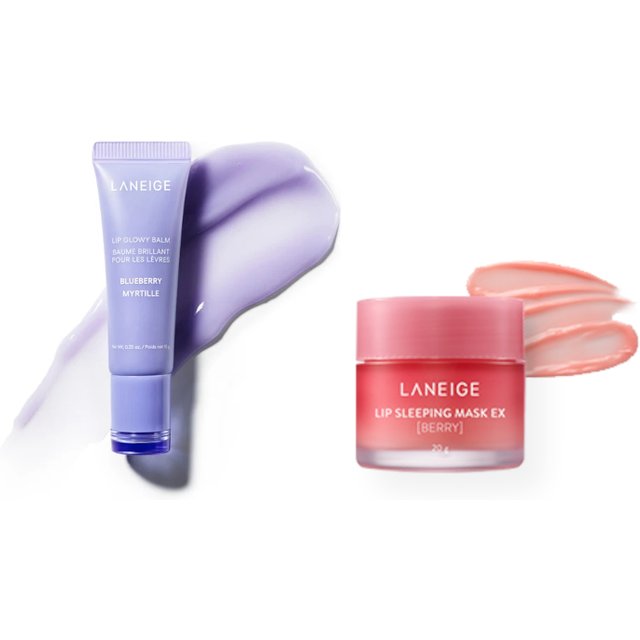 LANEIGE - Lip Glowy Balm - 10g - Blueberry (1ea) X Lip Sleeping Mask EX - 20g - Berry (1ea)