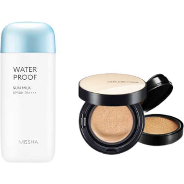 MISSHA - All-Around Safe Block Waterproof Sun Milk SPF 50+/PA++++ - 70ml X Jung Saem Mool - Essential Skin Nuder Cushion -...