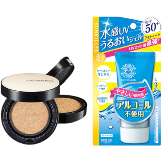 ISEHAN - Kiss Me Sunkiller Perfect Water Essence SPF50+ PA++++ - 50g X Jung Saem Mool - Essential Skin Nuder Long Wear Cushion