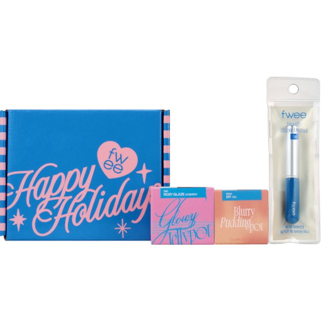 Fwee - Holiday Kit Set (Glowy Jelly Pot + Blurry Pudding Pot + Mini Lip Brush) - conjunto (itens)