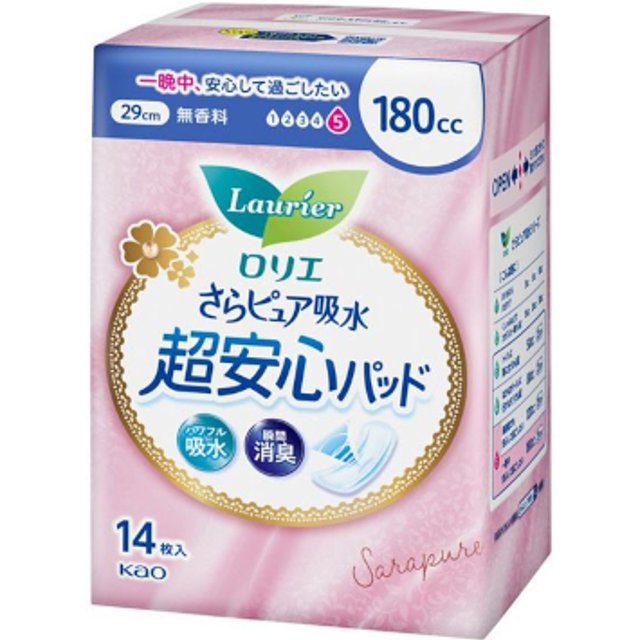 Kao - Laurier Sara Pure Absorption Ultra Secure Panty Liners 180cc 29cm - 14pcs - Fragrance Free