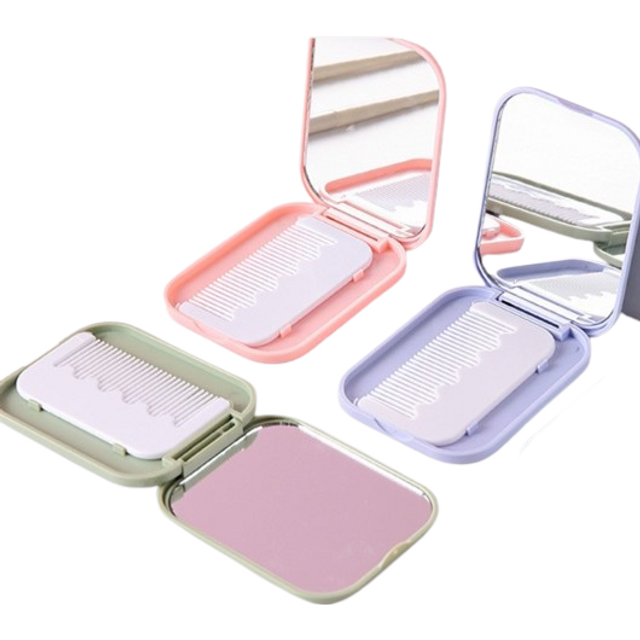 MINGXIER - Pocket Mirror with Comb (Random Colour) - 1 pc