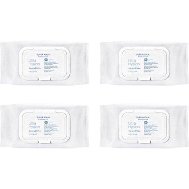 MISSHA - Super Aqua Ultra Hyalron Cleansing Oil Wipes (Jumbo Size) - 1pack (70pcs) (4ea) Set