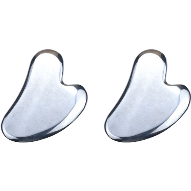 MissLady - Scraping Board Gua Sha Massage Tool (Heart-shaped) (2ea) Set - Metallic