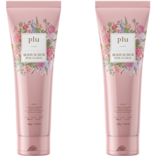 plu - Body Scrub Pink Floral - 200g DUO Set