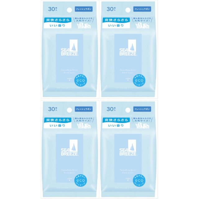 Shiseido - Sea Breeze Face & Body Ice Sheet - 30 sheets - Fresh Savon (4ea) Set
