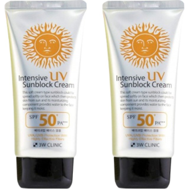 3W Clinic - Intensive UV Sunblock Cream SPF50+ PA+++ - 70ml (2ea) Set