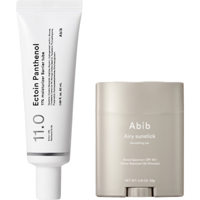 Abib - Ectoin Panthenol 11% Moisturizer Barrier Tube (1ea) X Airy Sunstick Smoothing Bar SPF50+ PA++++ (1ea) Set
