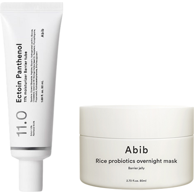 Abib - Ectoin Panthenol 11% Moisturizer Barrier Tube (1ea) X Rice Probiotics Overnight Mask Barrier Jelly (1ea) Set