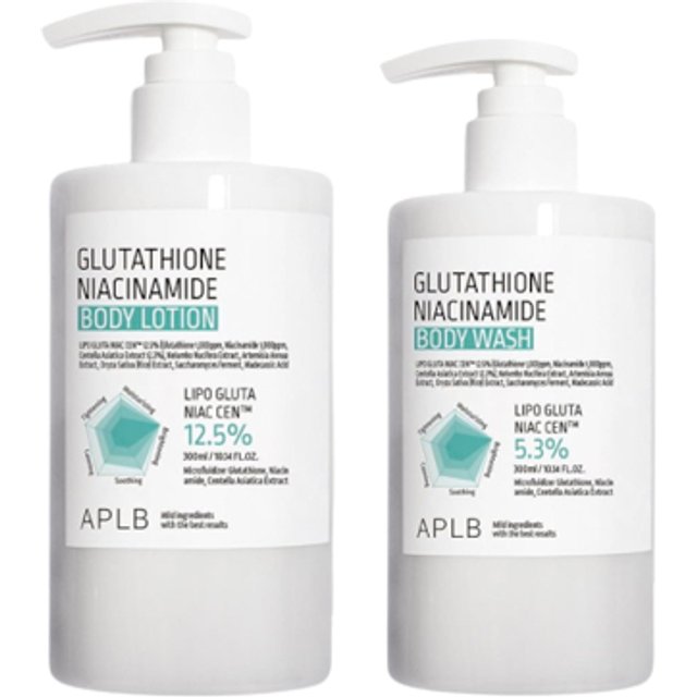 APLB - Glutathione Niacinamide Body Wash - 300ml (1ea) + Glutathione Niacinamide Body Lotion - 300ml (1ea) Set
