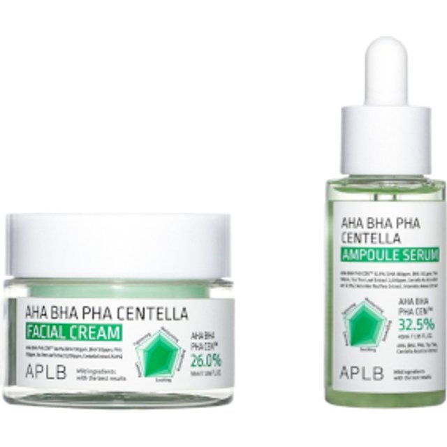APLB - AHA BHA PHA Centella Ampoule Serum - 40ml (1ea) + Facial Cream - 55ml (1ea) Set