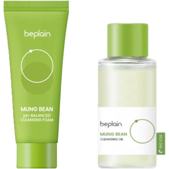 beplain - Mung Bean Cleansing Oil + Cleansing Foam Travel Set