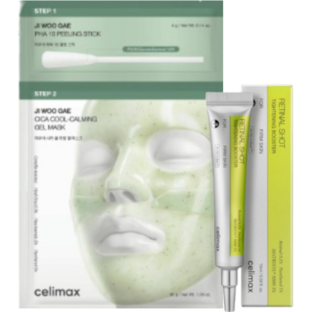 CELIMAX - Vita-A Retinal Booster & Ji Woo Gae Cica PHA Peeling 2-step Gel Mask Set