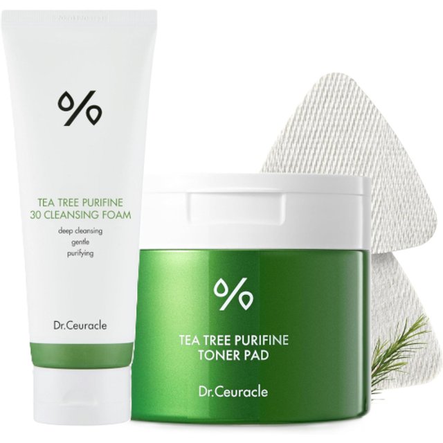 Dr.Ceuracle - Tea Tree Purifine Cleansing Foam + Toner Pad Set