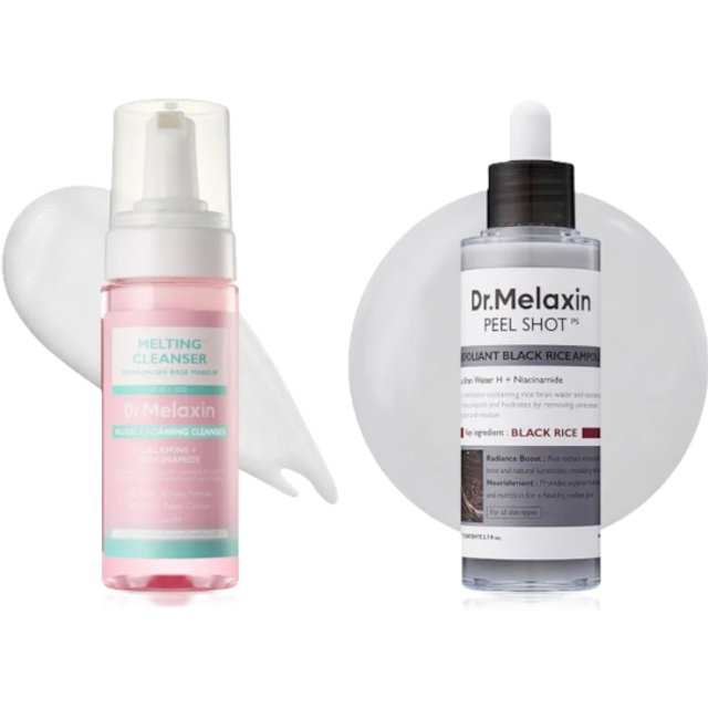 Dr. Melaxin Peel Shot Exfoliating Black Rice Ampoule - 80ml (1ea) & Melting Cleanser - 150ml (1ea) Set