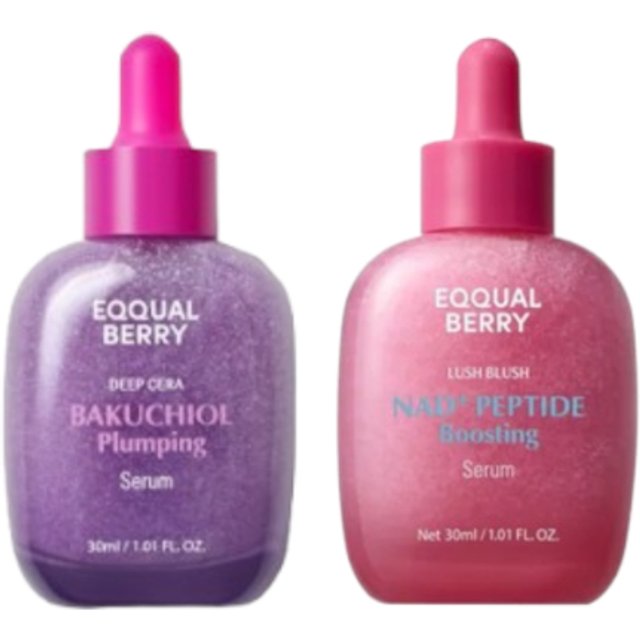 EQQUALBERRY - Bakuchiol Plumping Serum - 30ml (1ea) + NAD+ Peptide Boosting Serum - 30ml (1ea) Set