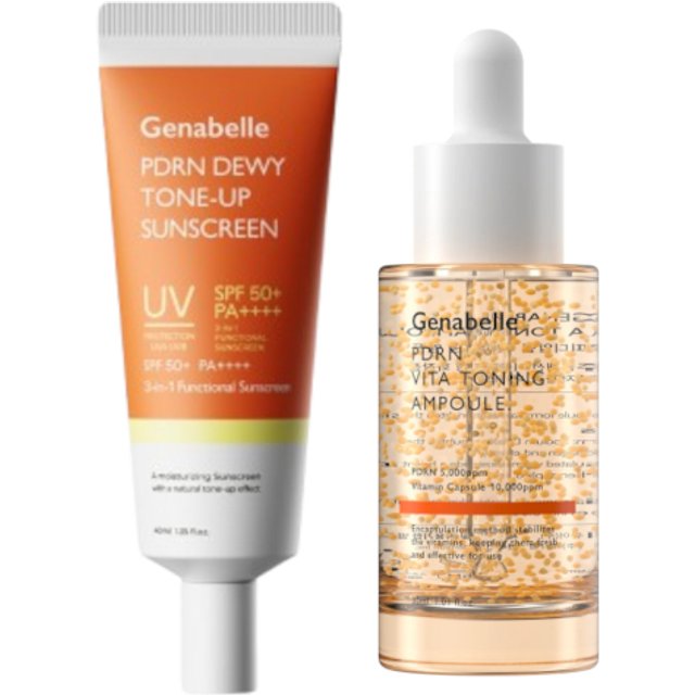 Genabelle - PDRN Dewy Tone-up Sunscreen SPF50+ PA++++ - 40ml (1ea) & VITA Toning Ampoule - 30ml (1ea) Set