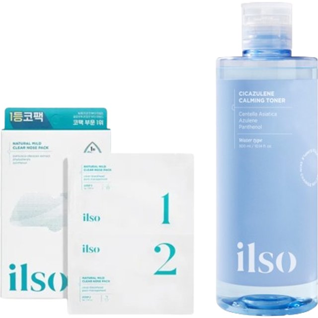 ILSO - Natural Mild Clear Nose Patch - 5ea + Cicazulene Calming Toner - 300ml Set