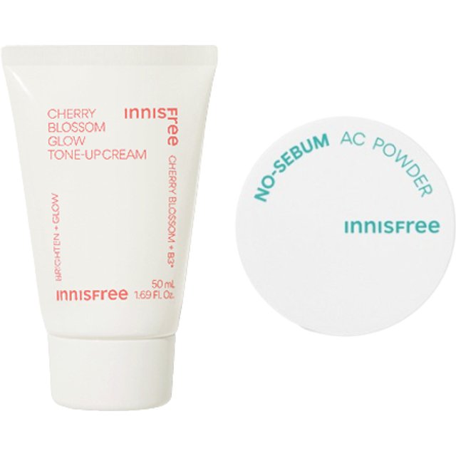 innisfree - Cherry Blossom Glow Tone-up Cream - 50ml X innisfree - No-Sebum AC Powder - 5g