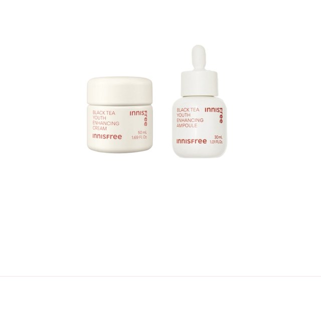 innisfree - Black Tea Youth Enhancing Ampoule - 30ml (1ea) X Black Tea Youth Enhancing Cream - 50ml (1ea)