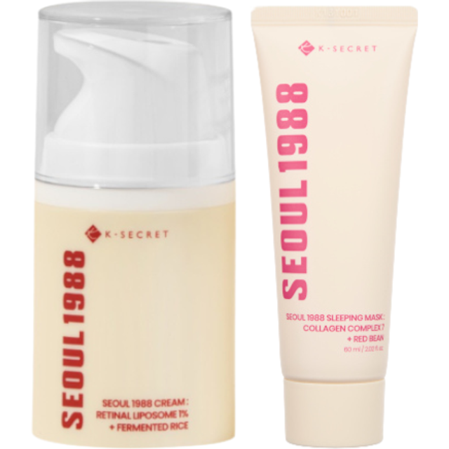 KSECRET - SEOUL 1988 Cream : Retinal Liposome 1% + Fermented Rice - 50ml (1ea) & SEOUL 1988 Sleeping Mask : Collagen Complex 7