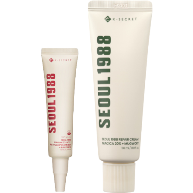 KSECRET - SEOUL 1988 Advanced Shot : Retinal Liposome 12% + Black Rice - 15ml (1ea) & SEOUL 1988 Repair Cream : Niacica 20% +...
