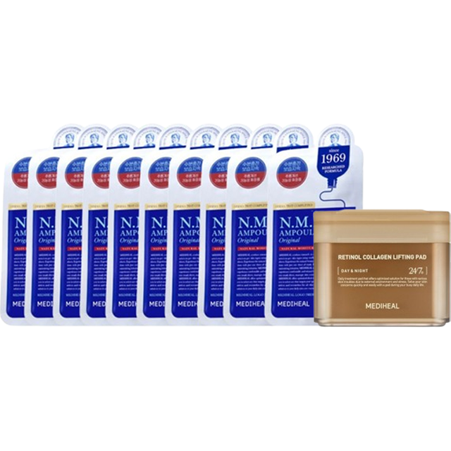 Mediheal - The N.M.F Ampoule Mask (10pcs) x Retinol Collagen Lifting Pad - 100ea (1ea) Set