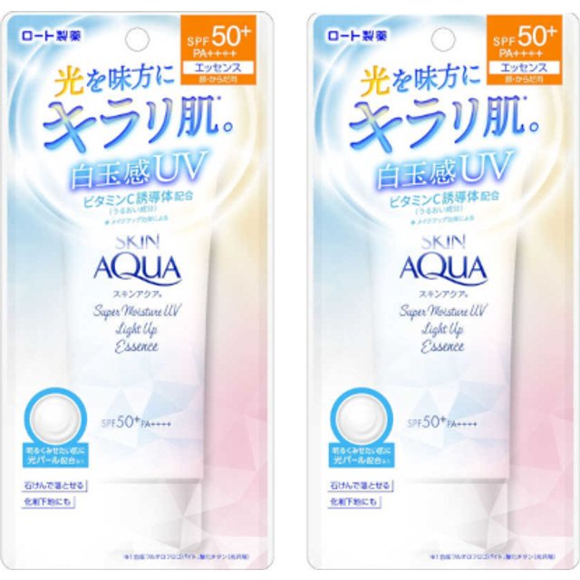 Rohto Mentholatum Skin Aqua Super Moisture UV Light Up Essence SPF50+ PA++++ 70g (2ea) Set
