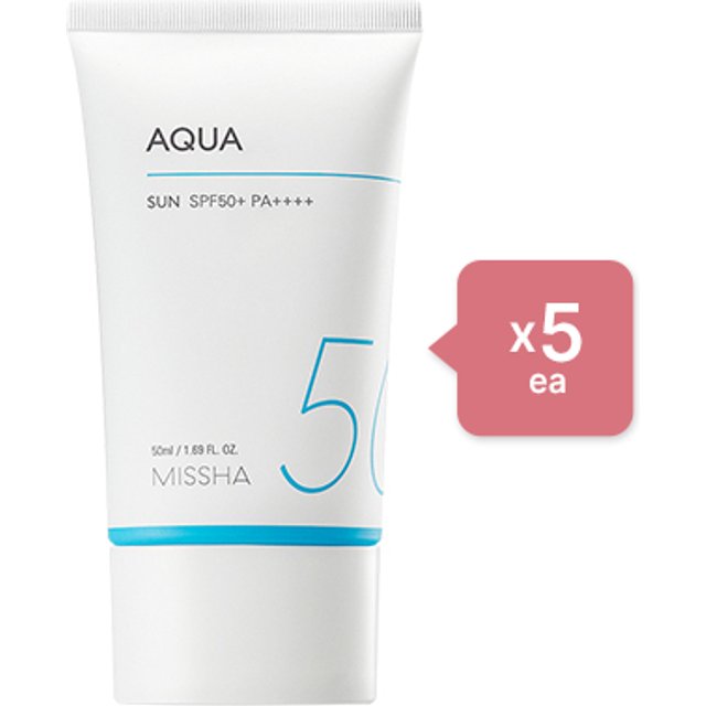 MISSHA - All-Around Safe Block Aqua Sun SPF50+ PA++++ (New version of All-Around Safe Block Aqua Sun Gel ) - 50ml (5ea) Set