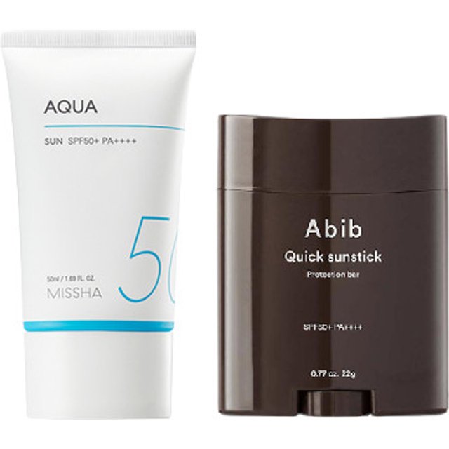 Abib - Quick Sunstick Protection Bar SPF50+ PA++++ - 22g X MISSHA - All-Around Safe Block Aqua Sun SPF50+ PA++++ - 50ml Set