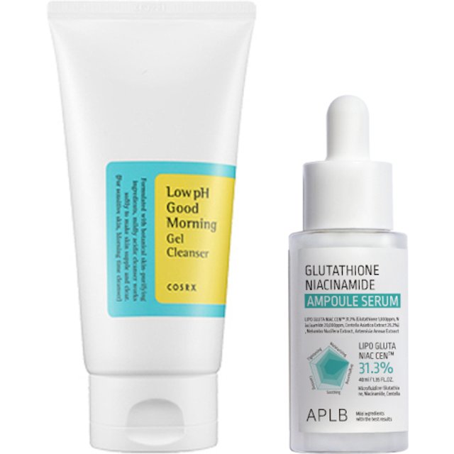 COSRX - Low pH Good Morning Gel Cleanser - 150ml + APLB - Glutathione Niacinamide Ampoule Serum - 40ml Set
