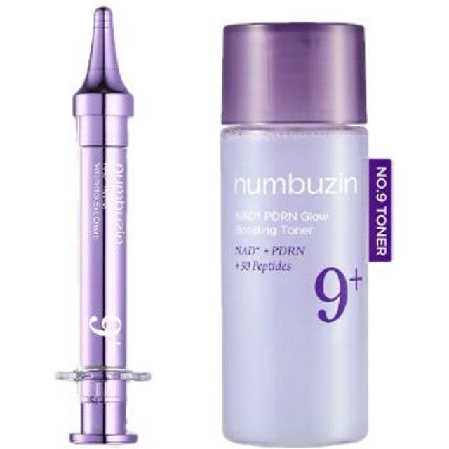 numbuzin - No.9 NAD+ Retinol Volumetox Eye Cream - 10ml (1ea) & PDRN Glow Boosting Toner - 30ml (1ea) Set