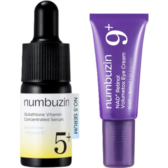 numbuzin - No.5+ Glutathione Vitamin Concentrated Serum - 10ml (1ea) & No.9 NAD+ Retinol Volumetox Eye Cream - 5ml (1ea) Set