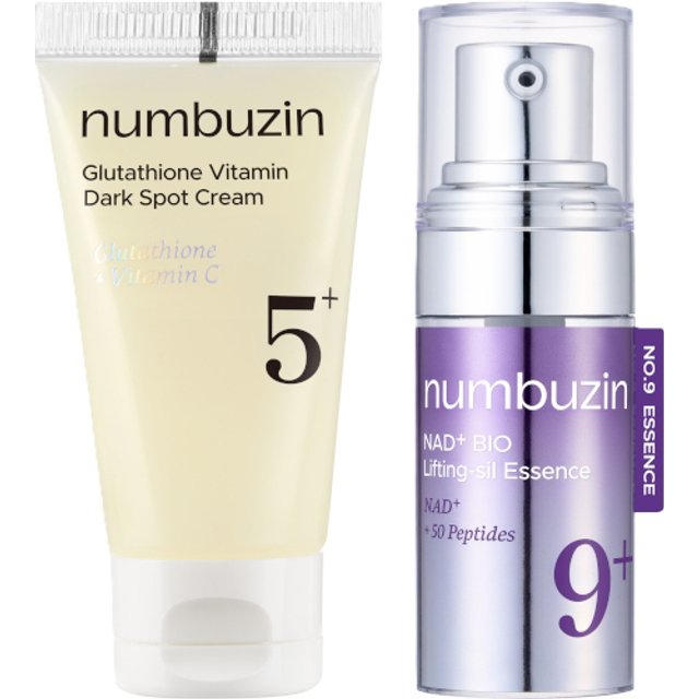 numbuzin - No.5+ Glutathione Vitamin Dark Spot Cream - 15ml & No.9 NAD+ BIO Lifting-sil Essence - 10ml (1ea) Set