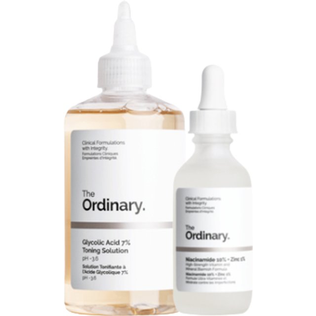 The Ordinary - Glycolic Acid 7% Toning Solution - 240ml + Niacinamide 10% + Zinc 1% - 60ml Set