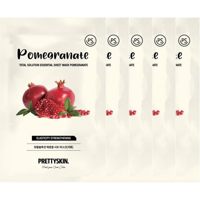 PRETTYSKIN - Total Solution Essential Sheet Mask - 1pc - Pomegranate (5ea) Set