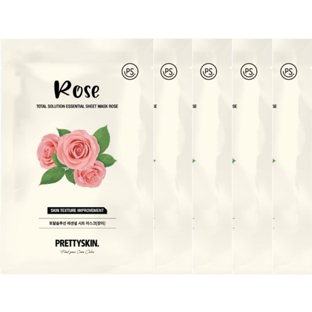 PRETTYSKIN - Total Solution Essential Sheet Mask - 1pc - Rose (5ea) Set