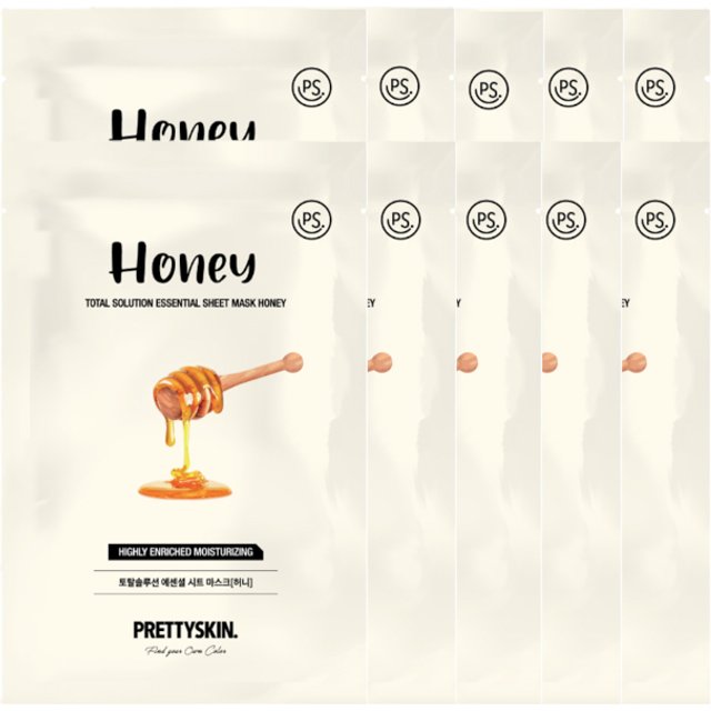 PRETTYSKIN - Total Solution Essential Sheet Mask - 1pc - Honey (10ea) Set