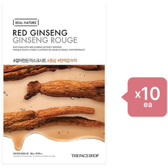 THE FACE SHOP - Real Nature Face Mask - Red Ginseng - 1pc (10ea) Set