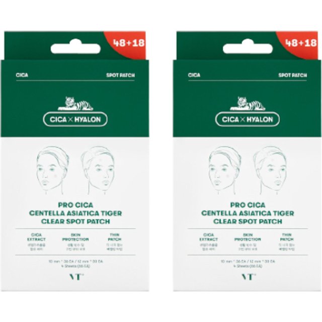 VT - Pro Cica Centella Asiatica Tiger Clear Spot Patch - 4sheets/10mm*36ea+12mm*30ea (66ea) (2ea) Set