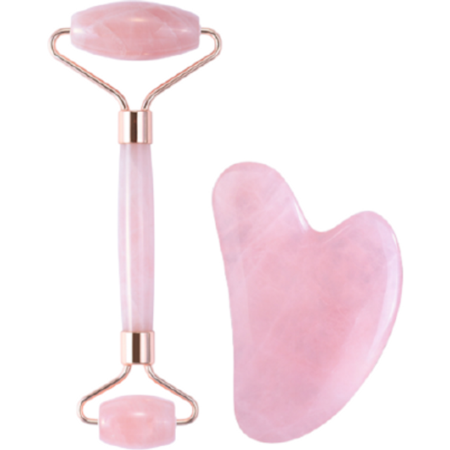 MissLady - Face Roller with Scraping Board Gua Sha Massage Set - 1pc - Pink