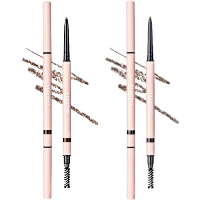 Flortte - My Beautiful Password Eyebrow Pencil - 0.05g - B1 Medium Brown (1 ea) + B2 Ash Brown (1ea) Set