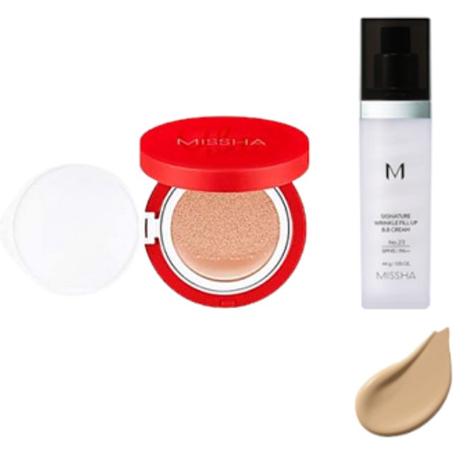 MISSHA - Signature Wrinkle Fill Up BB Cream (SPF37 PA++) - No.23/44g X MISSHA - Velvet Finish Cushion SPF50+ PA+++ - 15g - 21