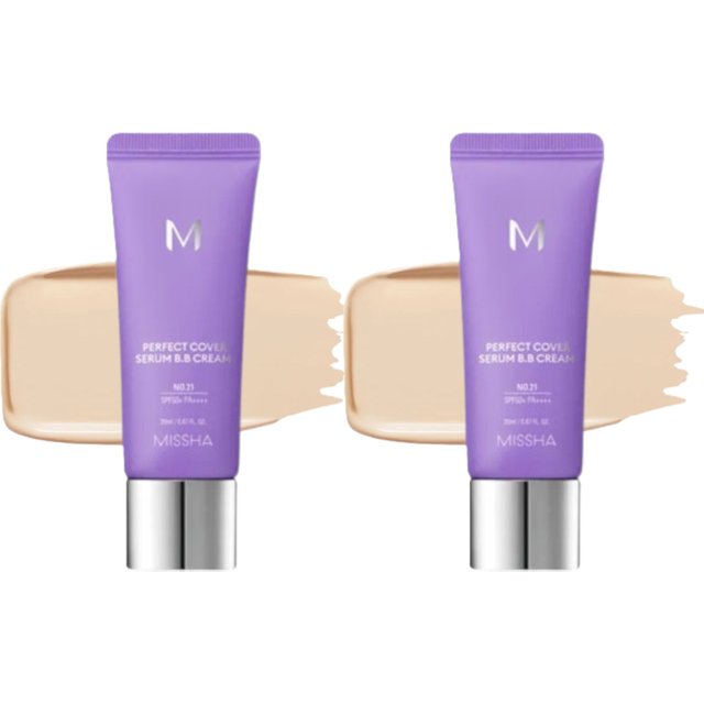 MISSHA - Perfect Cover Serum BB Cream SPF50+ PA++++ - 20ml - #21 Light Beige (2ea) Set