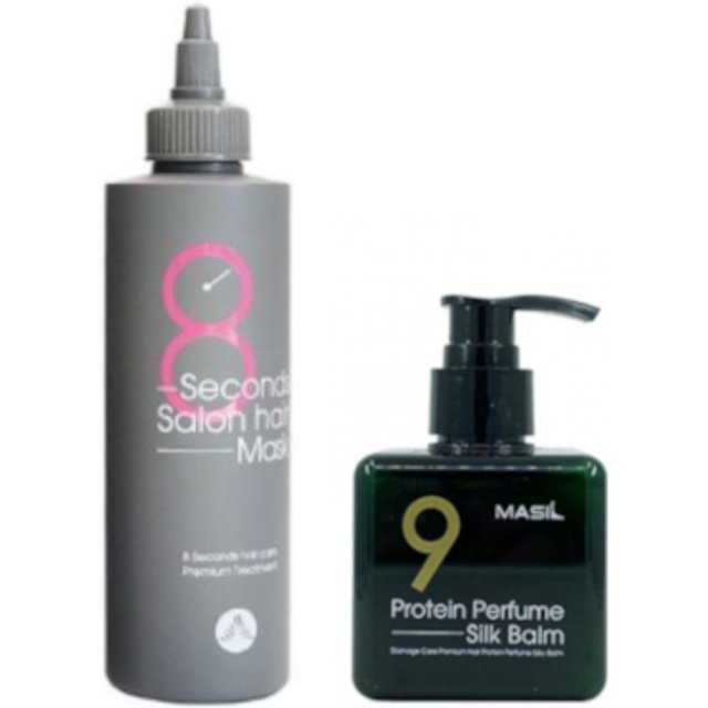 Masil - 8 Seconds Salon Hair Mask - 200ml (1ea) + Protein Perfume Silk Balm - 180ml (1ea) Set