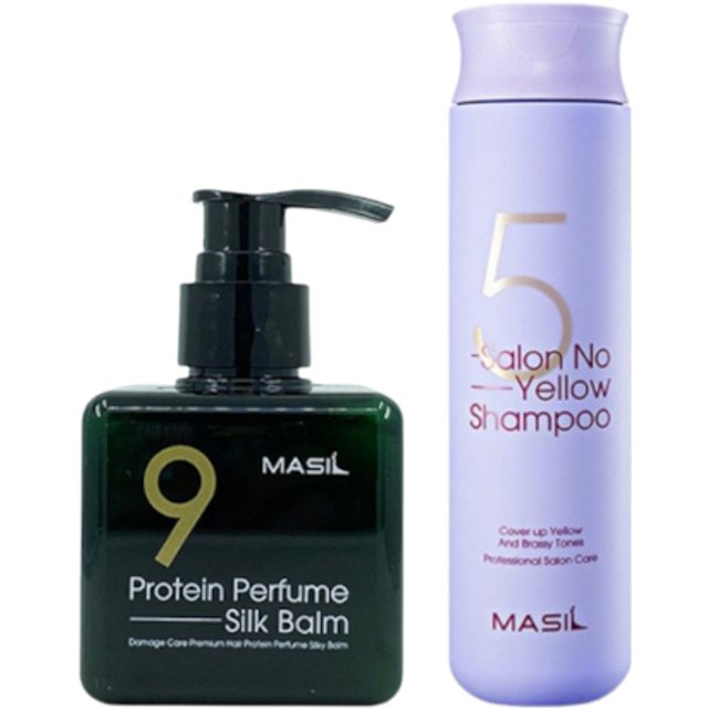 Masil - Protein Perfume Silk Balm - 180ml (1ea) + 5 Salon No Yellow Shampoo - 300ml (1ea)Set