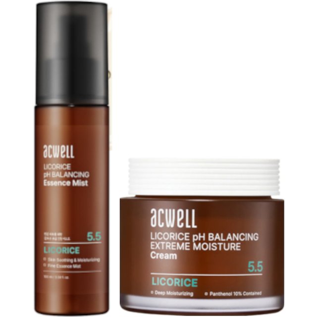 ACWELL - Licorice pH Balancing Essence Mist - 100ml + Extreme Moisture Cream - 55ml Set